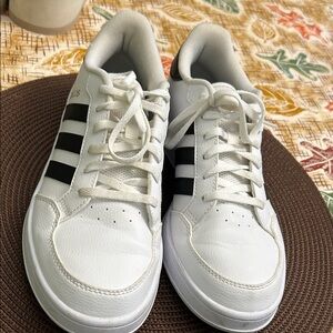Adidas Men's White Sneakers with Black Stripes